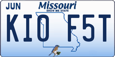 MO license plate KI0F5T
