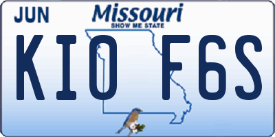 MO license plate KI0F6S