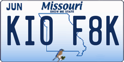 MO license plate KI0F8K