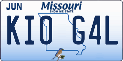 MO license plate KI0G4L