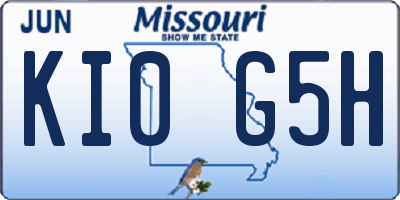 MO license plate KI0G5H