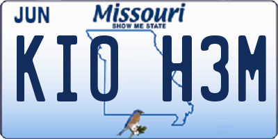 MO license plate KI0H3M