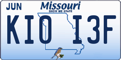 MO license plate KI0I3F