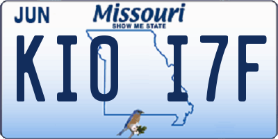 MO license plate KI0I7F