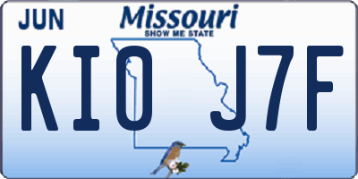 MO license plate KI0J7F