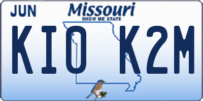 MO license plate KI0K2M