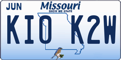 MO license plate KI0K2W