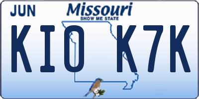 MO license plate KI0K7K
