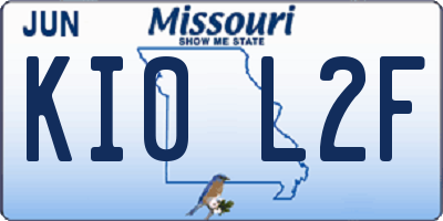 MO license plate KI0L2F