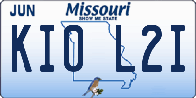 MO license plate KI0L2I