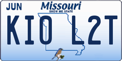 MO license plate KI0L2T
