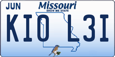 MO license plate KI0L3I
