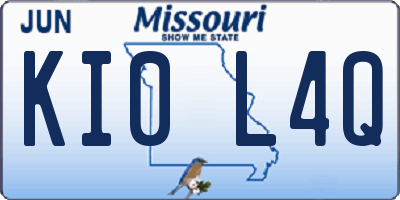 MO license plate KI0L4Q