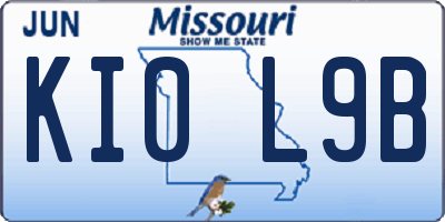 MO license plate KI0L9B