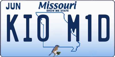 MO license plate KI0M1D