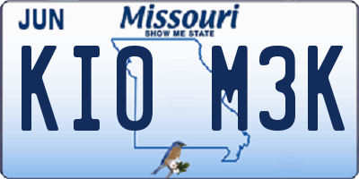 MO license plate KI0M3K