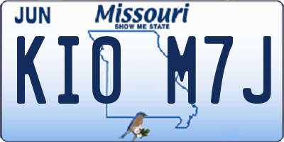 MO license plate KI0M7J