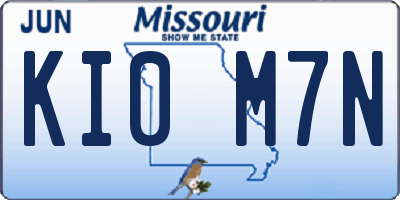 MO license plate KI0M7N