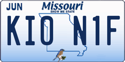 MO license plate KI0N1F