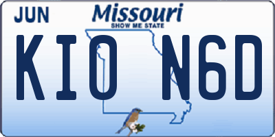 MO license plate KI0N6D