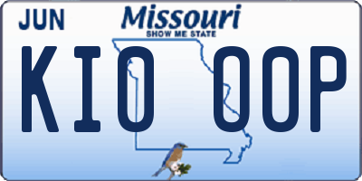 MO license plate KI0O0P