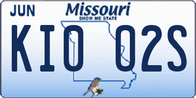 MO license plate KI0O2S