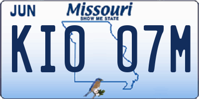 MO license plate KI0O7M