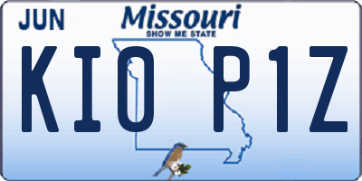 MO license plate KI0P1Z