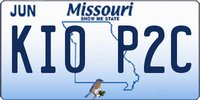 MO license plate KI0P2C