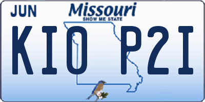 MO license plate KI0P2I