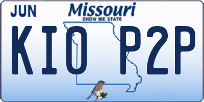 MO license plate KI0P2P
