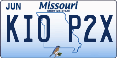 MO license plate KI0P2X