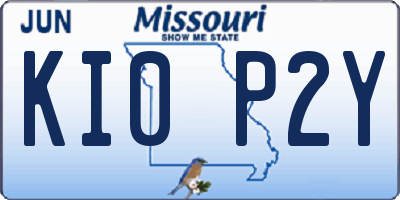MO license plate KI0P2Y