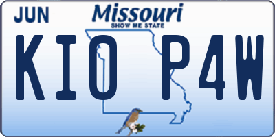 MO license plate KI0P4W