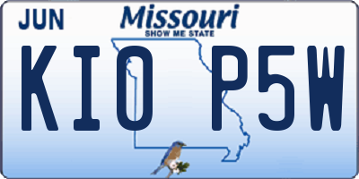 MO license plate KI0P5W