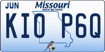 MO license plate KI0P6Q