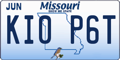 MO license plate KI0P6T