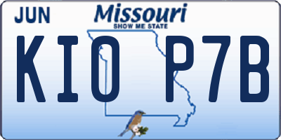 MO license plate KI0P7B