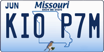 MO license plate KI0P7M