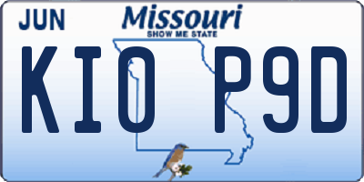 MO license plate KI0P9D