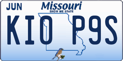 MO license plate KI0P9S