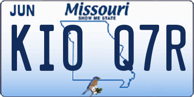 MO license plate KI0Q7R