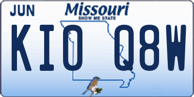 MO license plate KI0Q8W