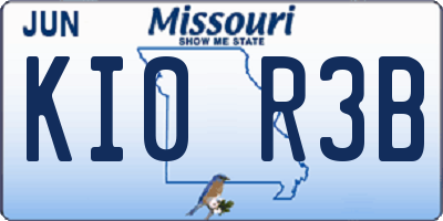 MO license plate KI0R3B