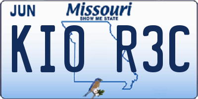 MO license plate KI0R3C