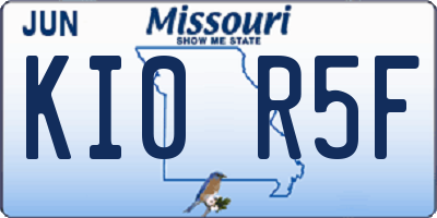 MO license plate KI0R5F