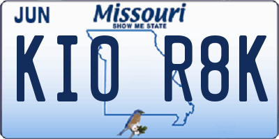 MO license plate KI0R8K