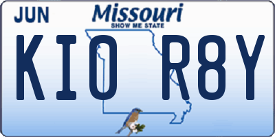 MO license plate KI0R8Y