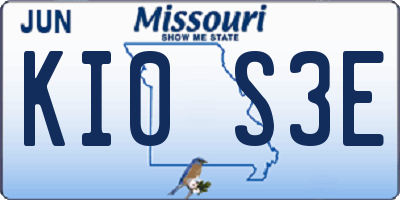 MO license plate KI0S3E