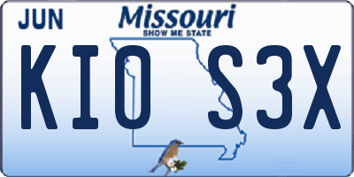 MO license plate KI0S3X